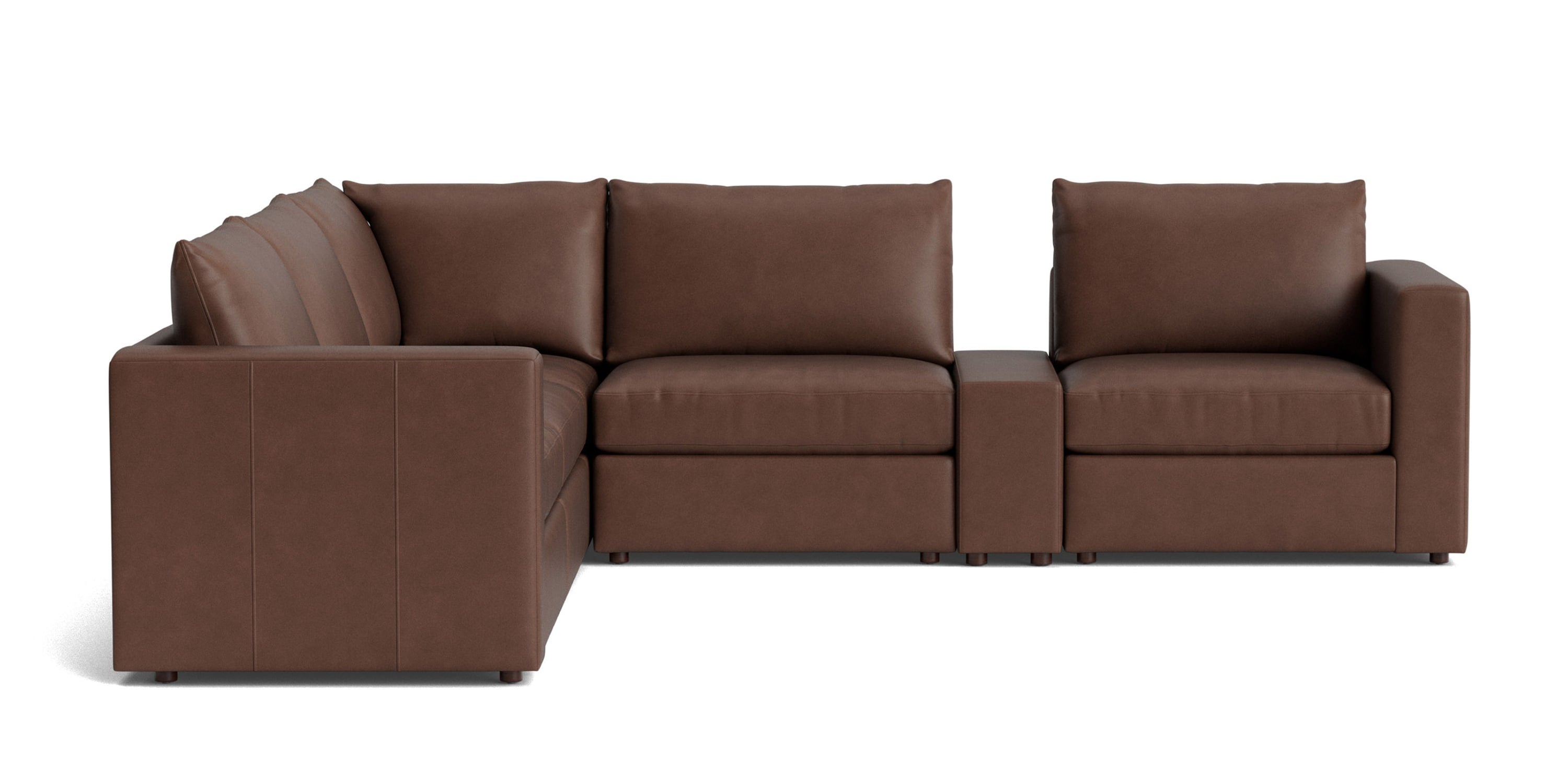 Beckham Track Arm Leather Modular Sectional with Console Bassett