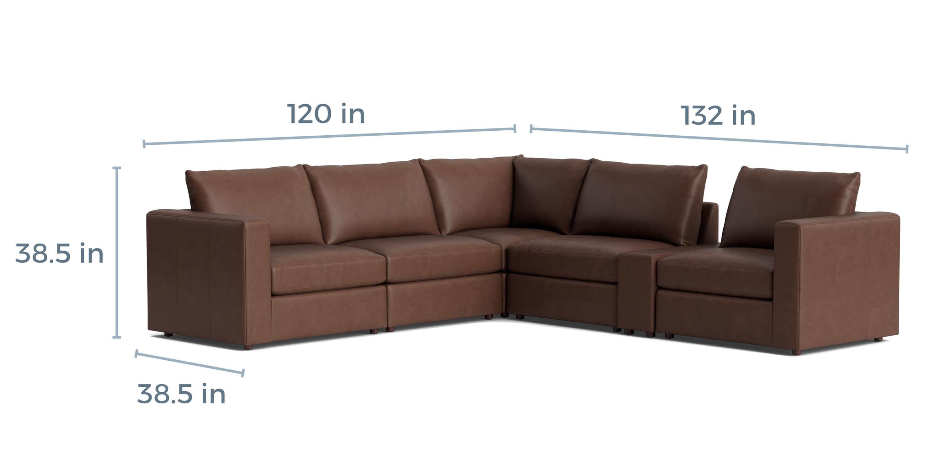 Beckham Track Arm Leather Modular Sectional with Console Bassett