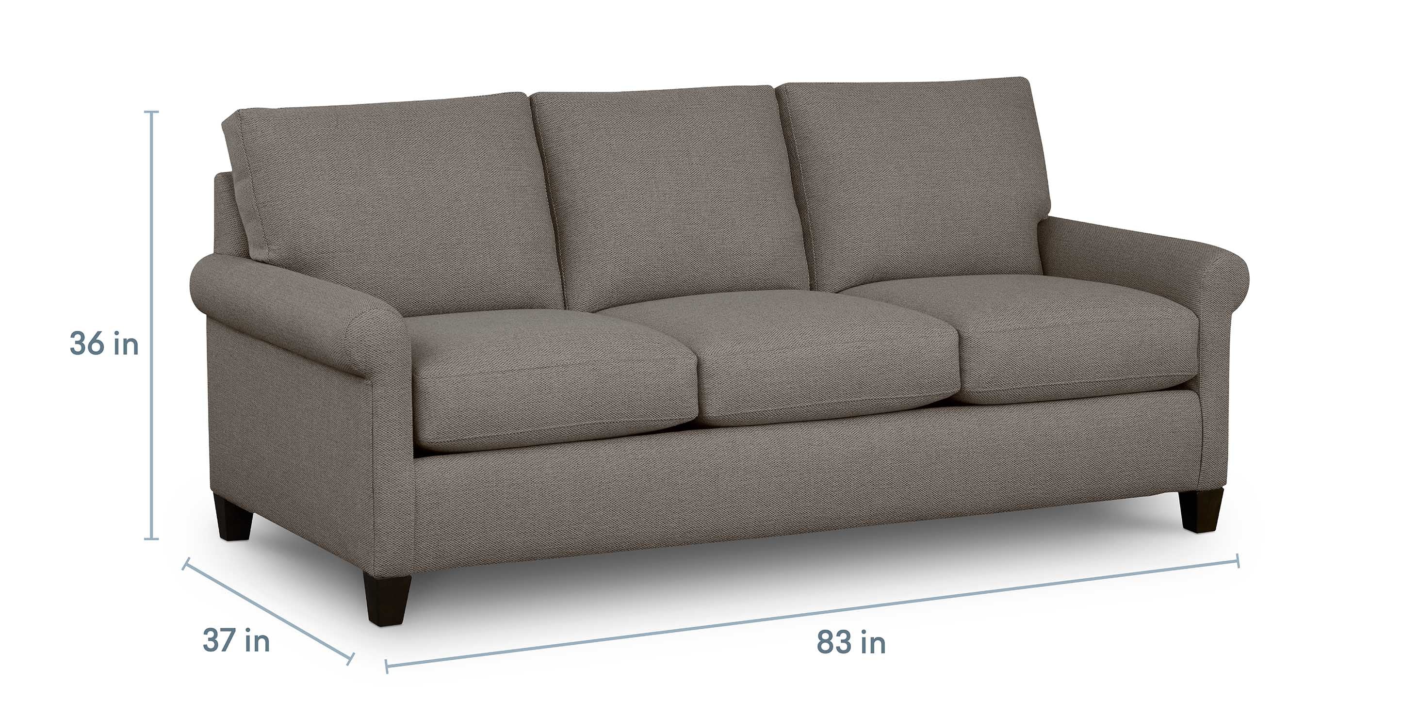 Bassett Spencer Sofa — Custom Fabric, Made in the USA — dimensions