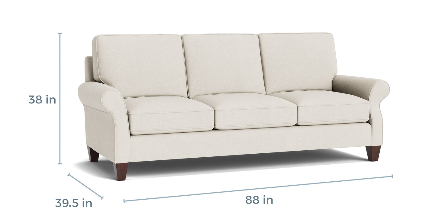 Bassett Davenport Sofa — Custom Fabric, Made in the USA Bassett Sofa