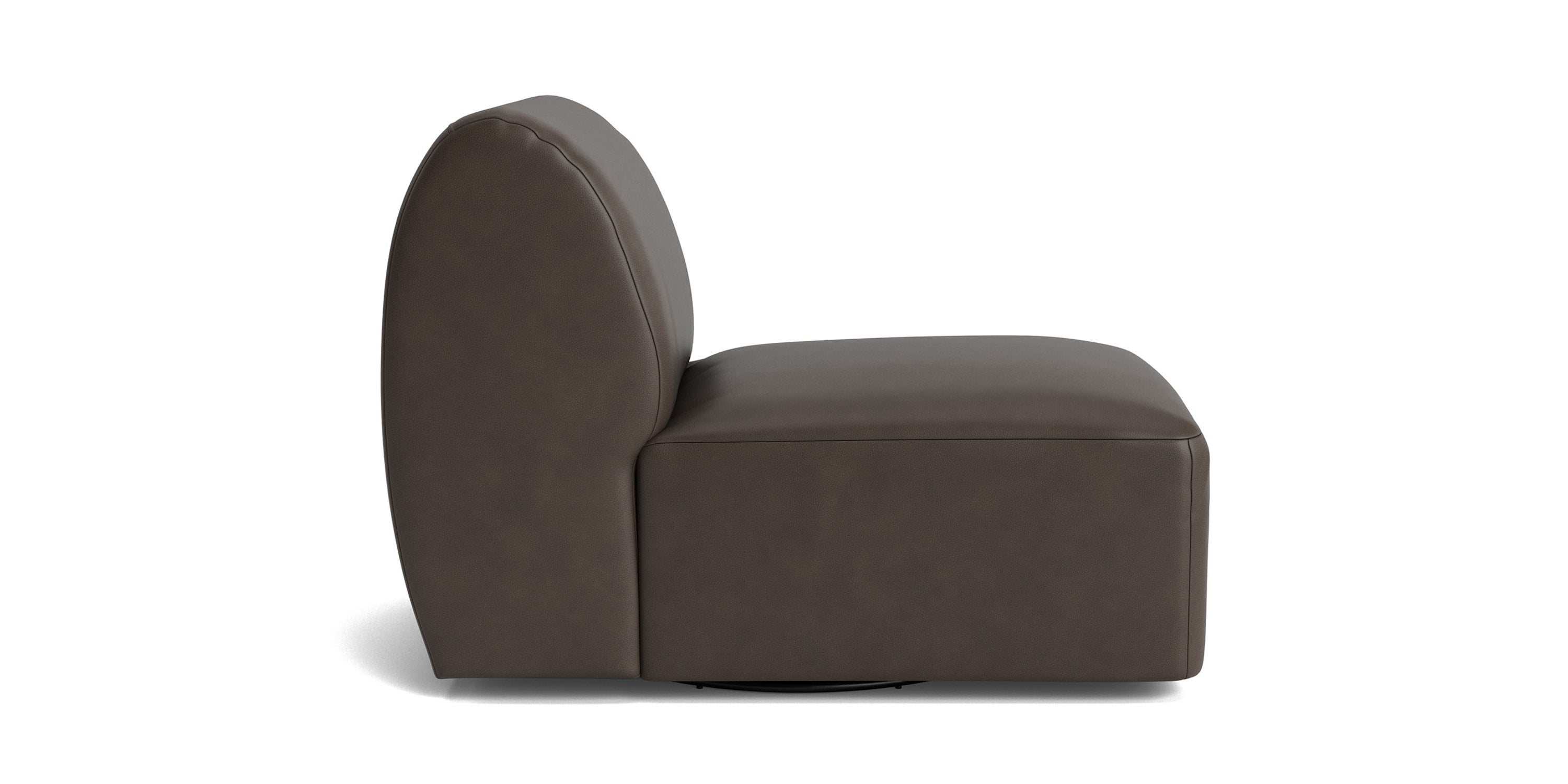 Clyde Leather Armless Swivel Chair Bassett