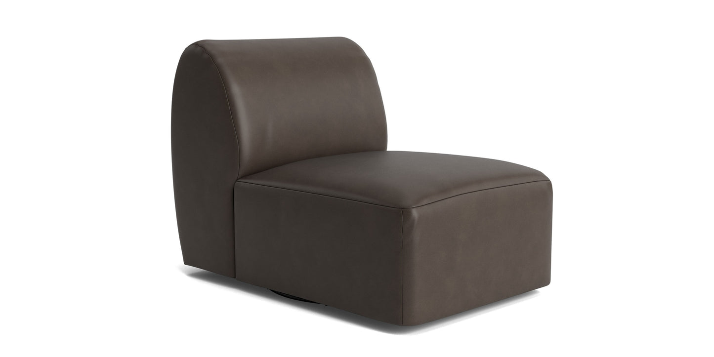 Clyde Leather Armless Swivel Chair Bassett