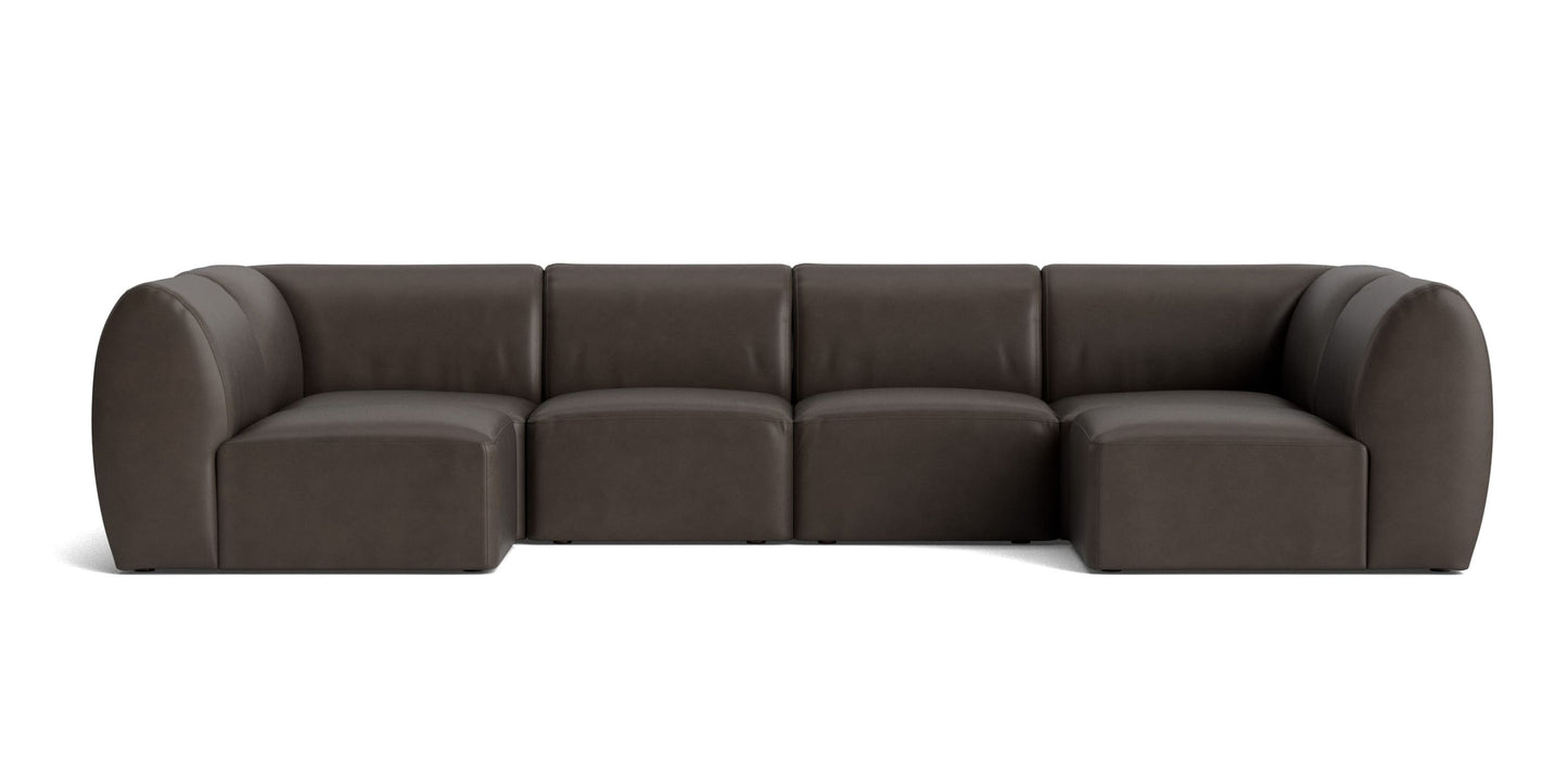 Clyde Leather Modular U-Shaped Sectional Bassett