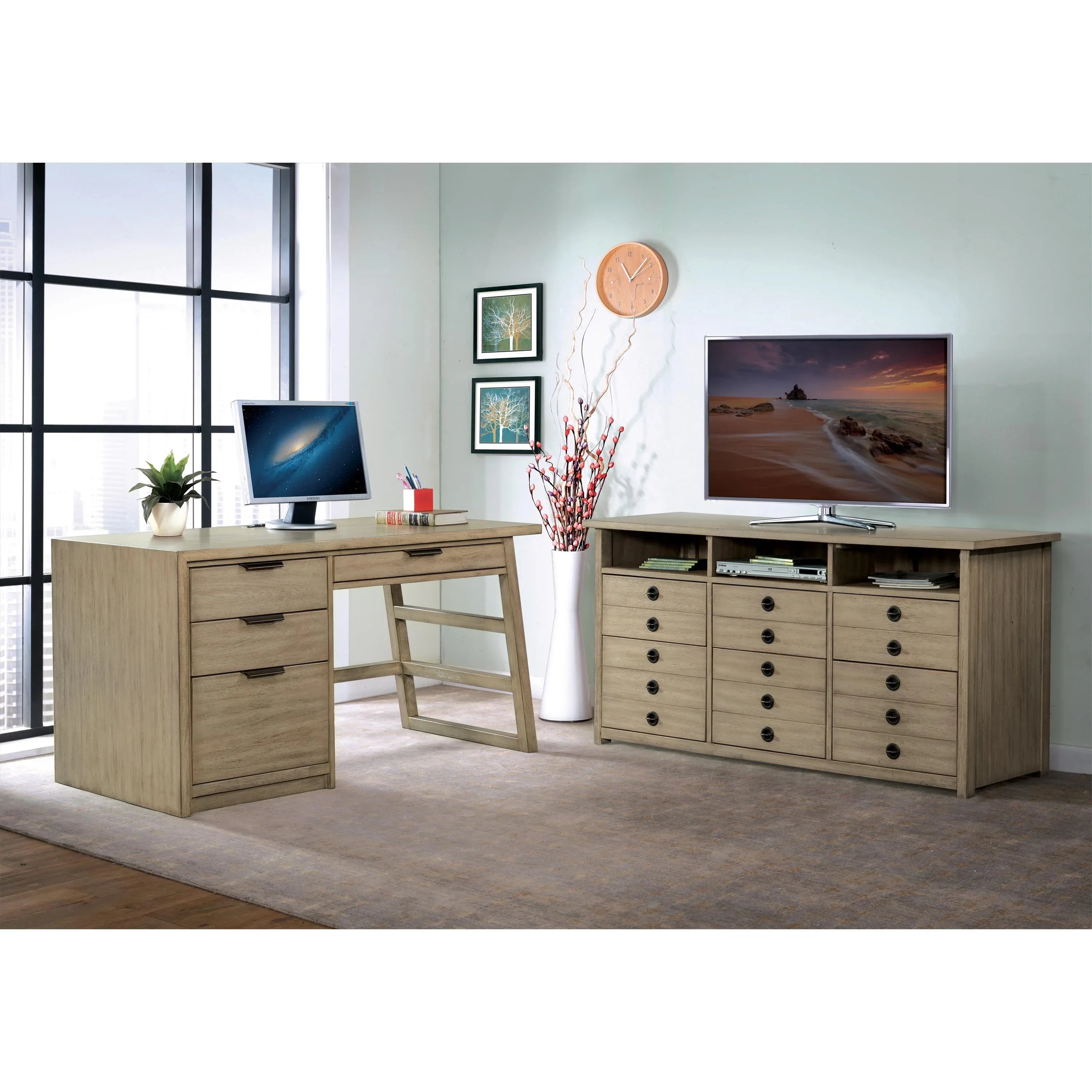 Perspectives Single Pedestal Desk Riverside Furniture Desks