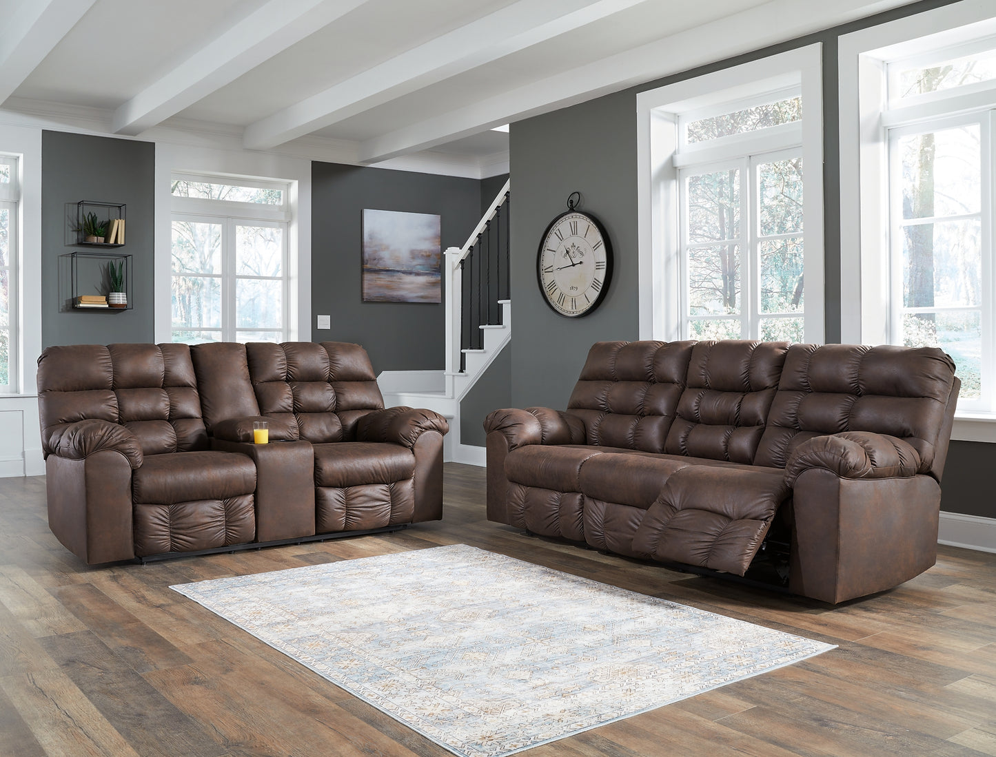 Derwin Reclining Sofa and Loveseat