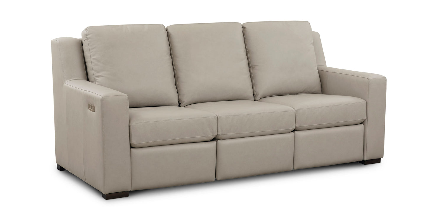 Somers Leather Track Arm Reclining Sofa Bassett
