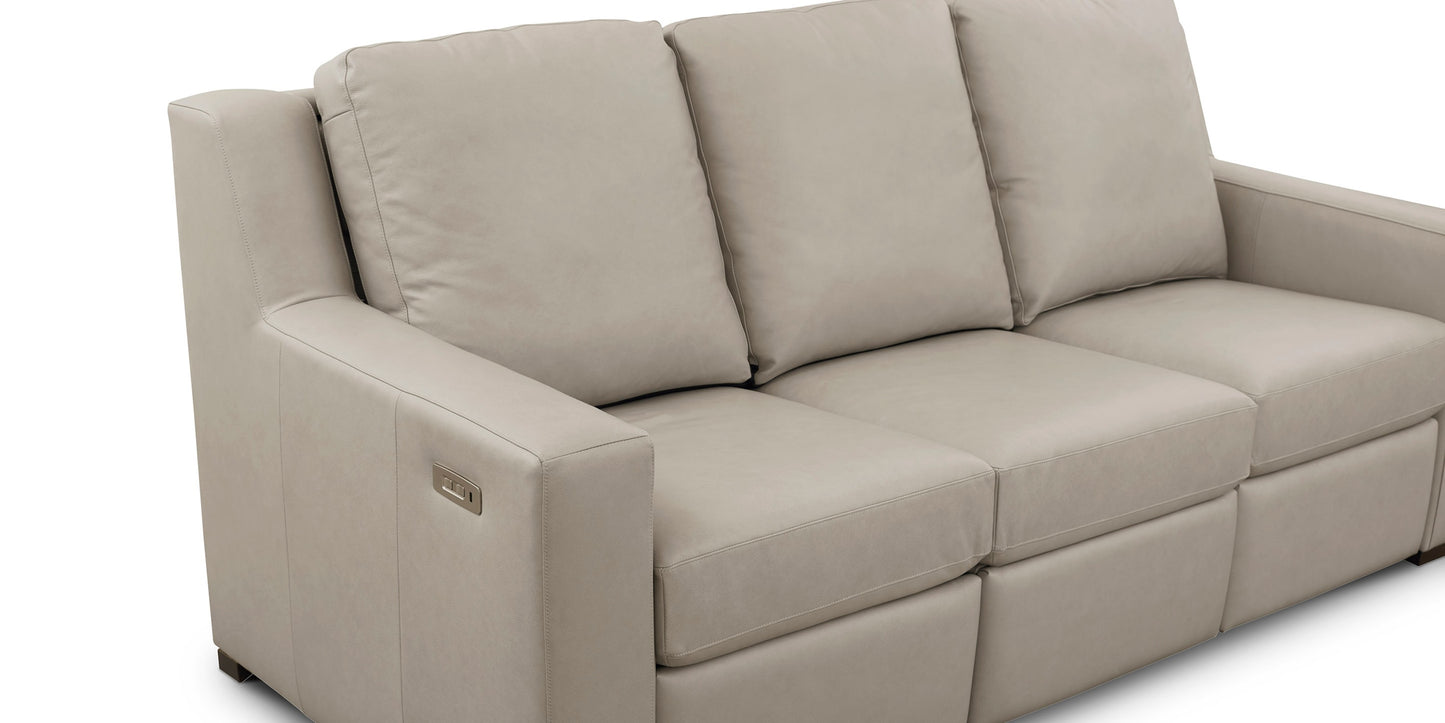 Somers Leather Track Arm Reclining Sofa Bassett