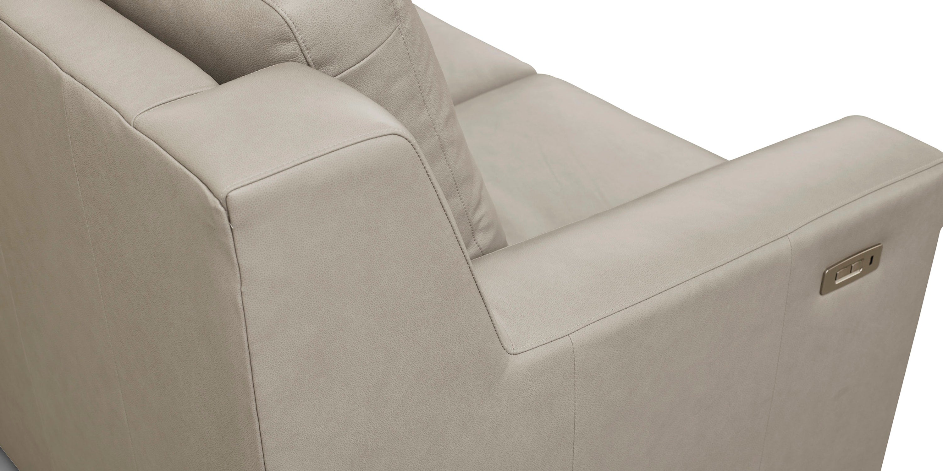 Somers Leather Track Arm Reclining Sofa Bassett