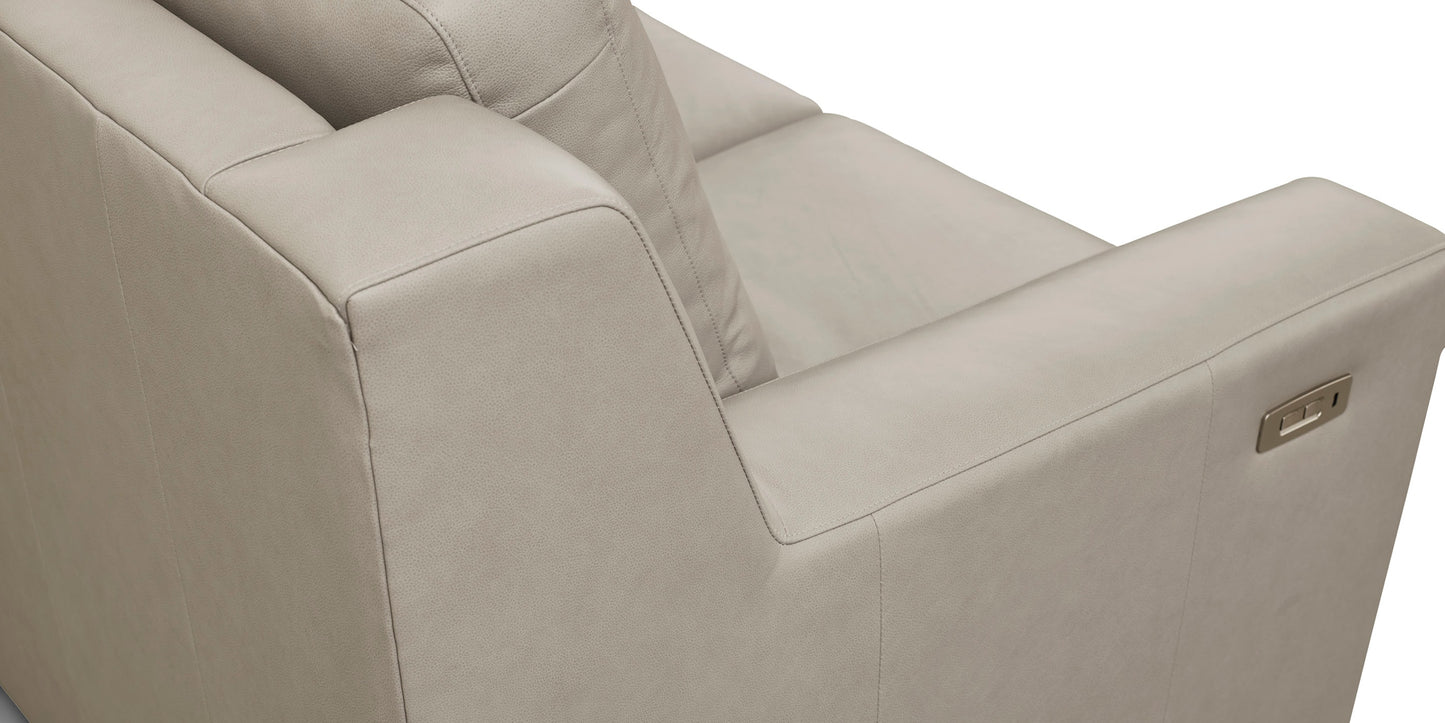 Somers Leather Track Arm Reclining Sofa Bassett