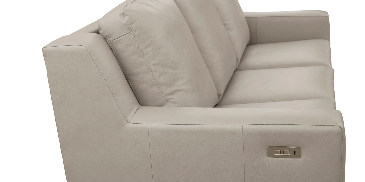 Somers Leather Track Arm Reclining Sofa Bassett