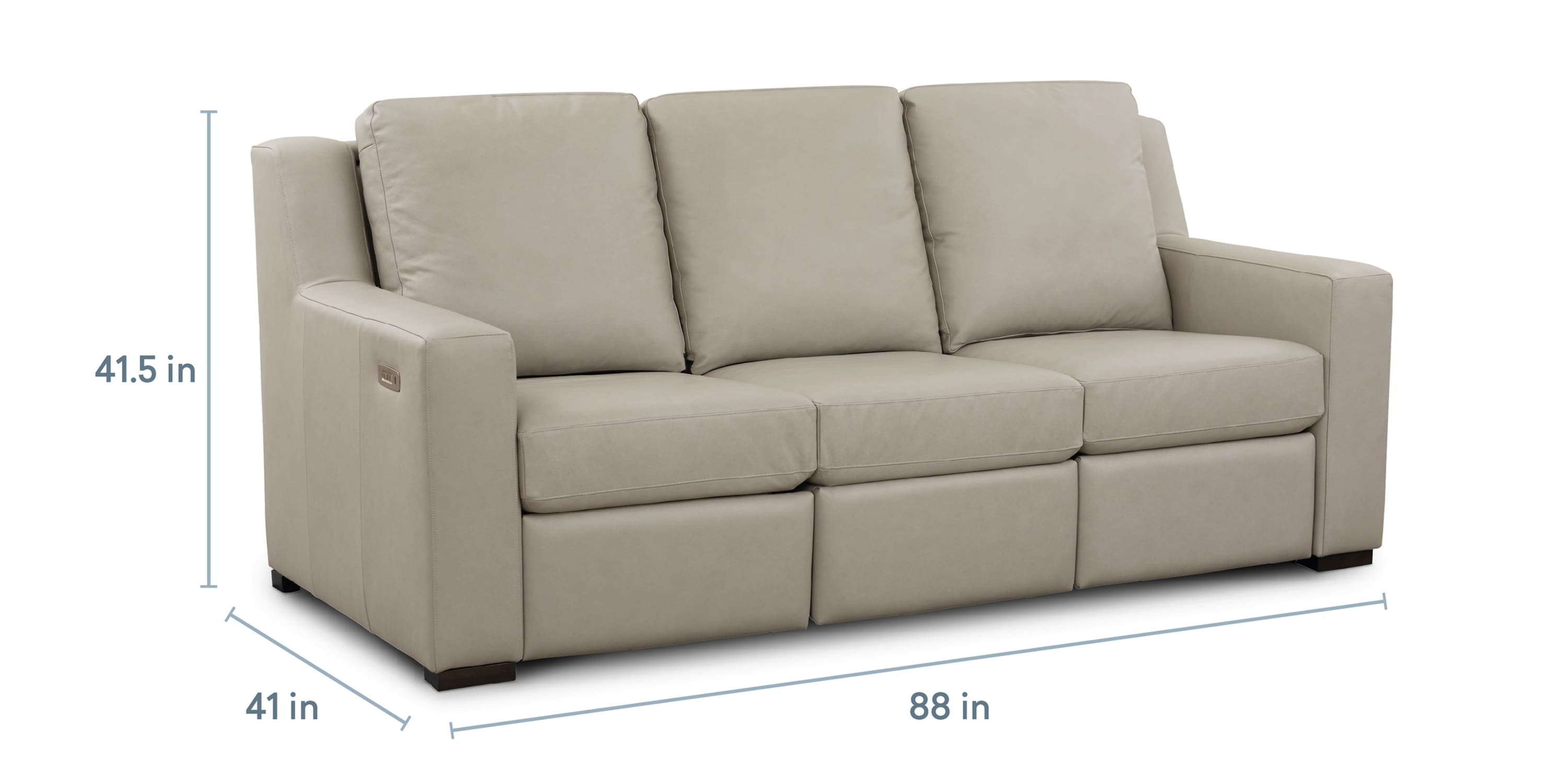 Somers Leather Track Arm Reclining Sofa Bassett
