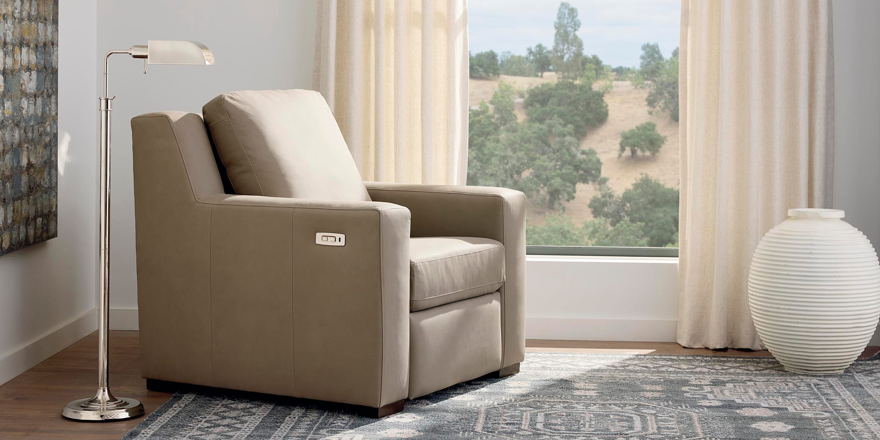 Somers Leather Track Arm Power Zero Gravity Wall Recliner Bassett
