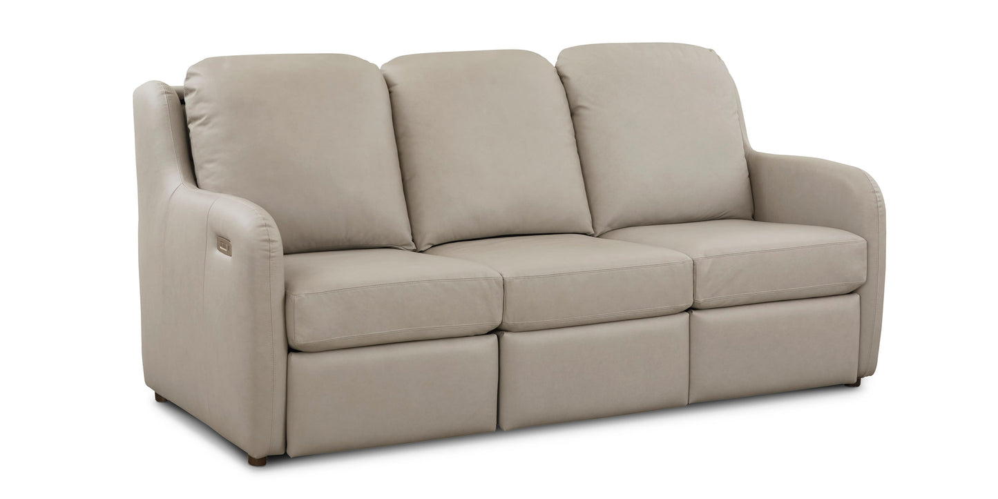 Wrenn Leather Reclining Sofa Tucson Dove Gray Bassett