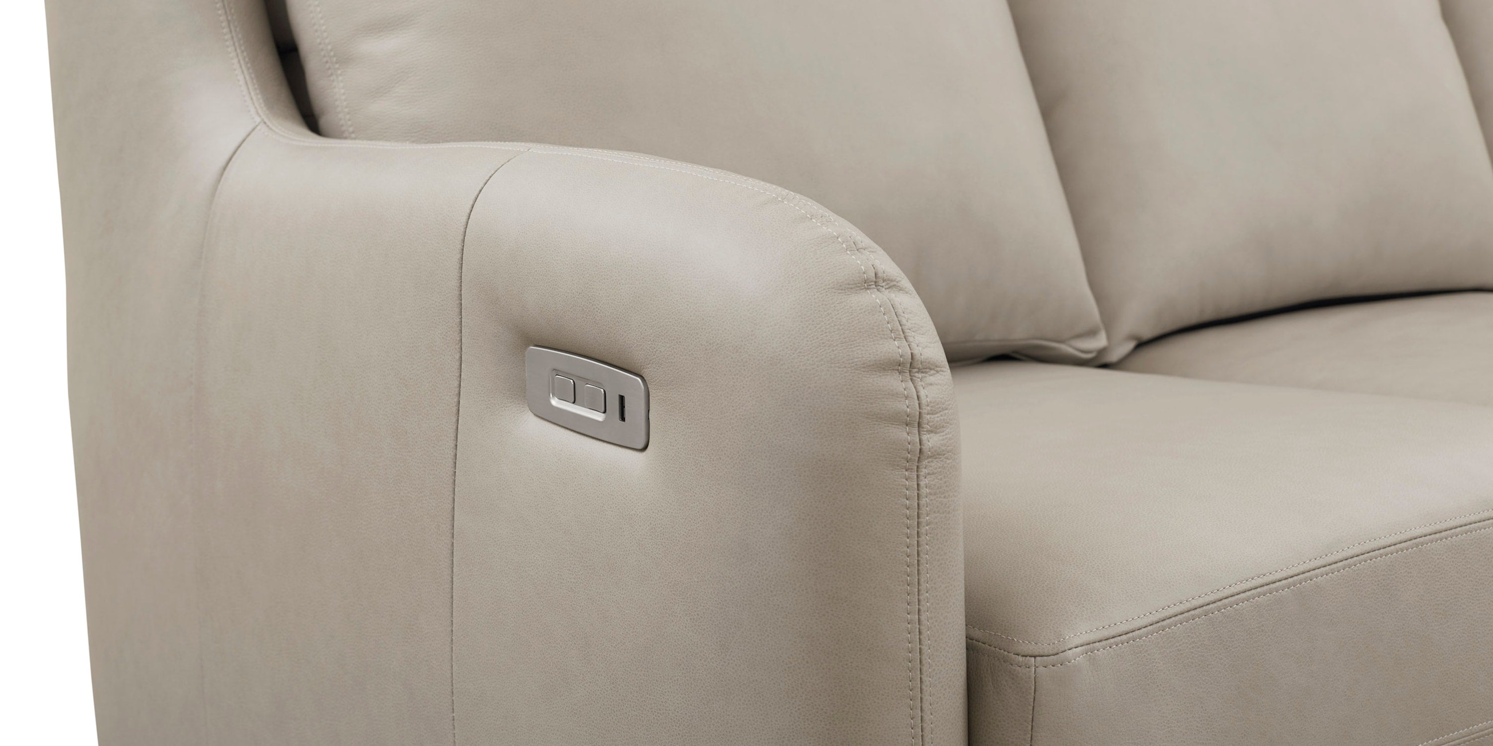 Wrenn Leather Reclining Sofa Tucson Dove Gray Bassett