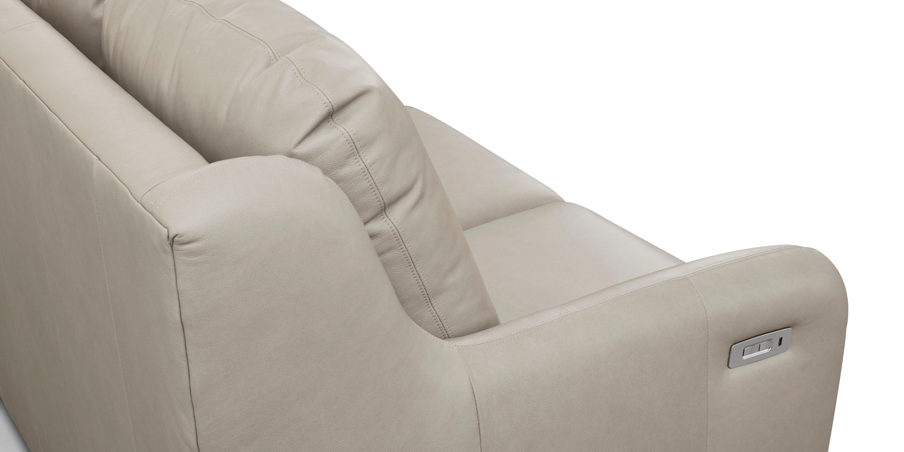 Wrenn Leather Reclining Sofa Tucson Dove Gray Bassett