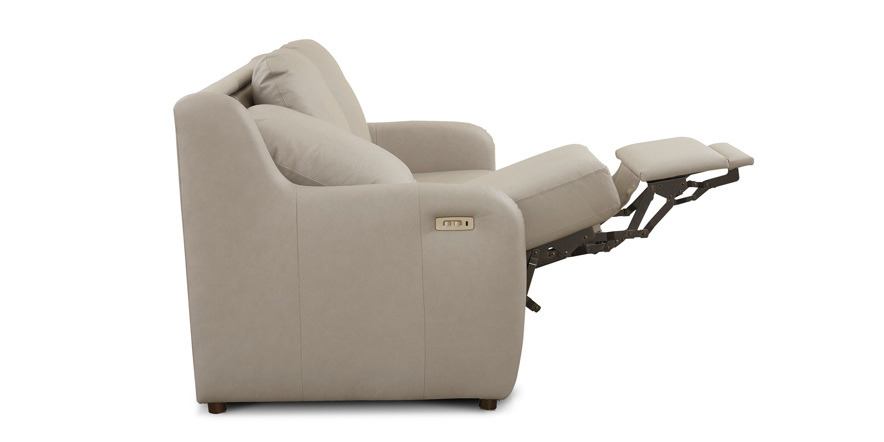 Wrenn Leather Reclining Sofa Tucson Dove Gray Bassett