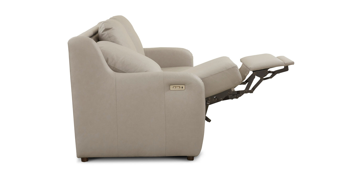 Wrenn Leather Reclining Sofa Tucson Dove Gray Bassett