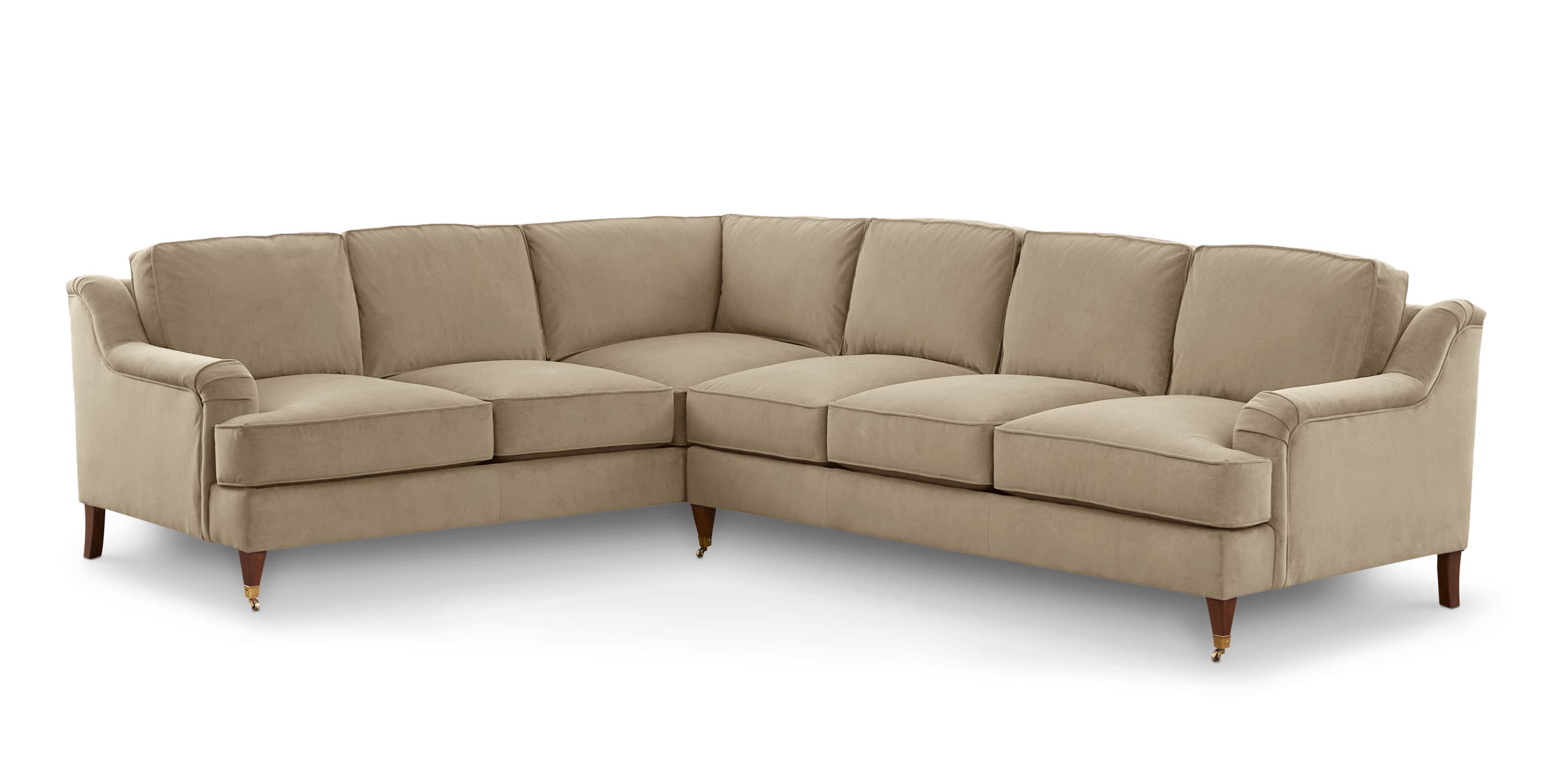 Stockten English Arm L-Shape Sectional with Casters Bassett