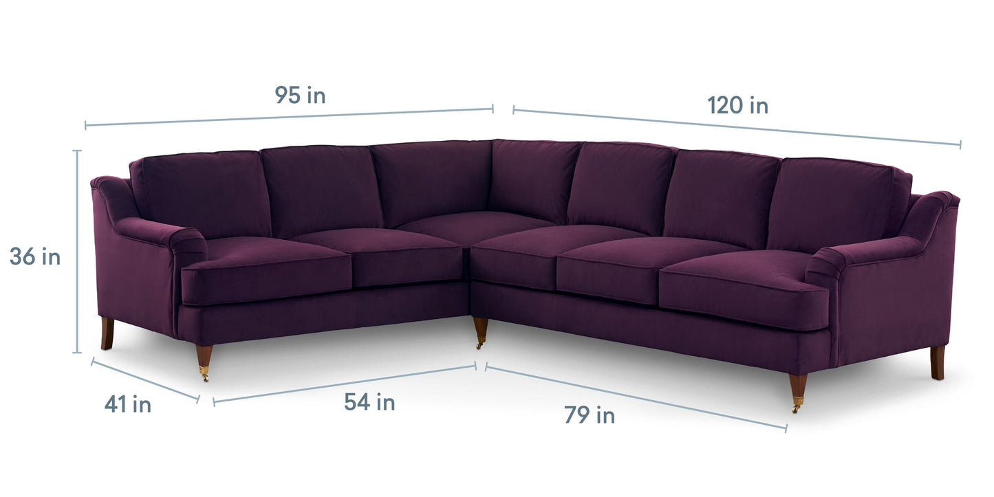 Stockten English Arm L-Shape Sectional with Casters Bassett