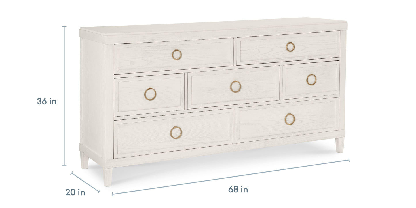 Bassett Ventura Dresser — Elm Wood, Soft-Close Drawers Bassett Dresser