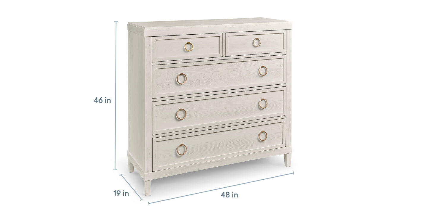 Bassett Ventura Drawer Chest — Vertical Storage in Elm — dimensions