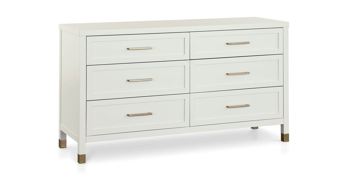 Bassett Tidewater 6 Drawer Dresser — Hampton White, Brass Pulls