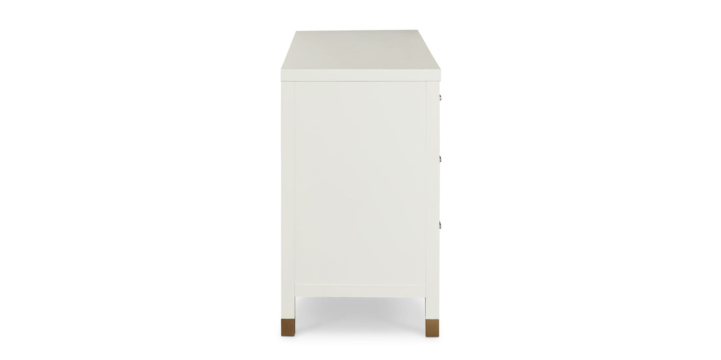 Bassett Tidewater 6 Drawer Dresser — Hampton White, Brass Pulls