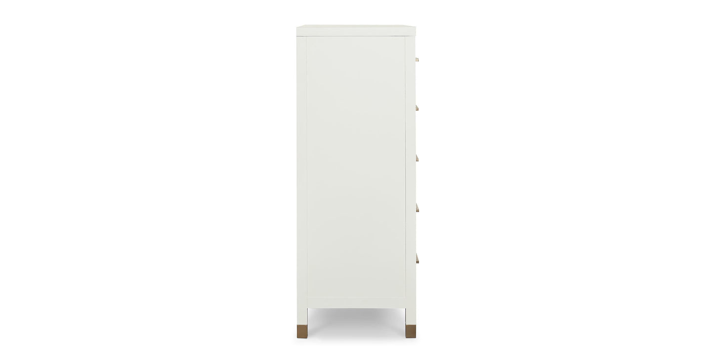 Bassett Tidewater Tall Chest — Slim Footprint, Hampton White Bassett Chest