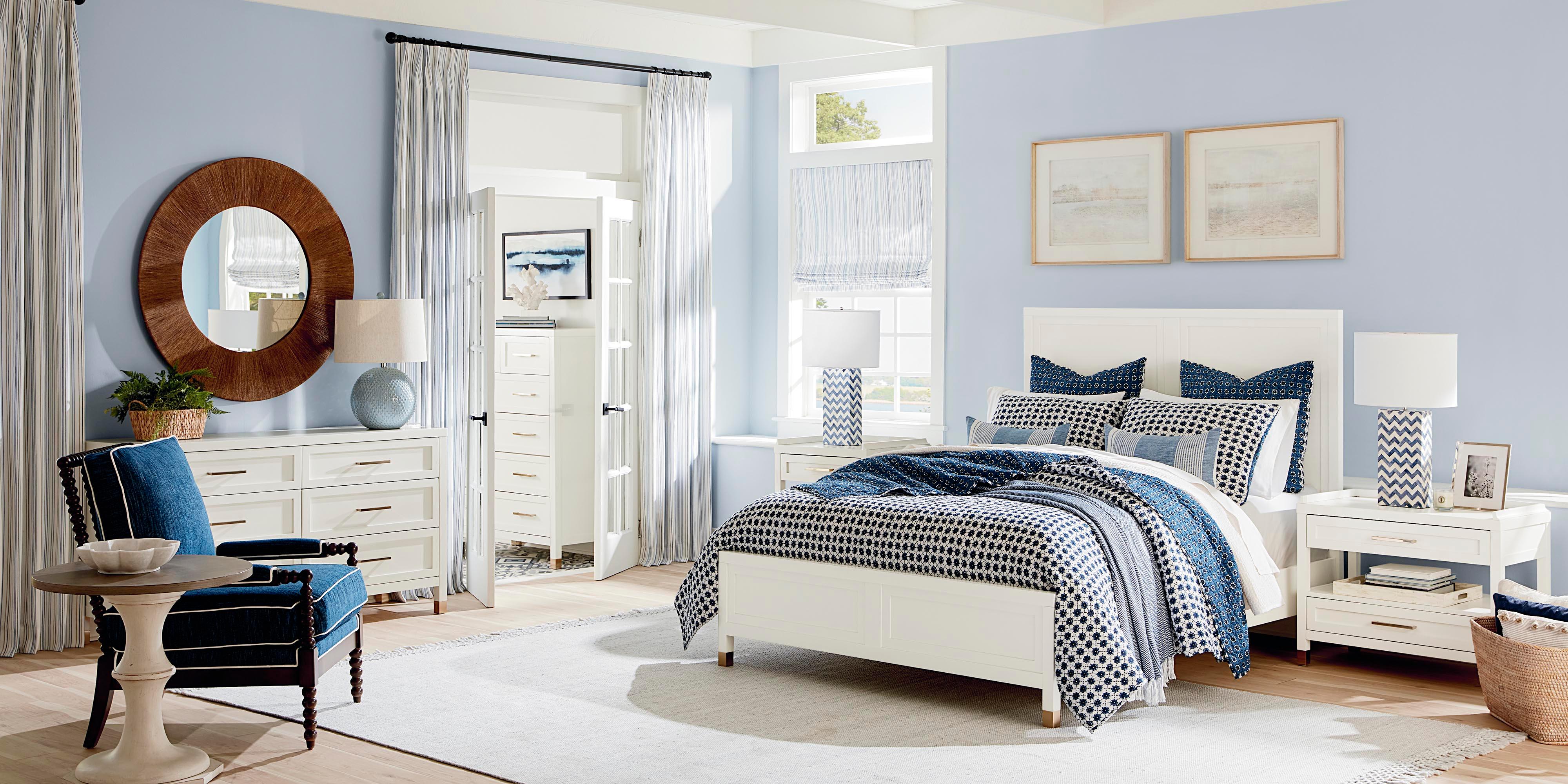 Bassett Tidewater Panel Bed — Hampton White, Coastal Calm Bassett Bed