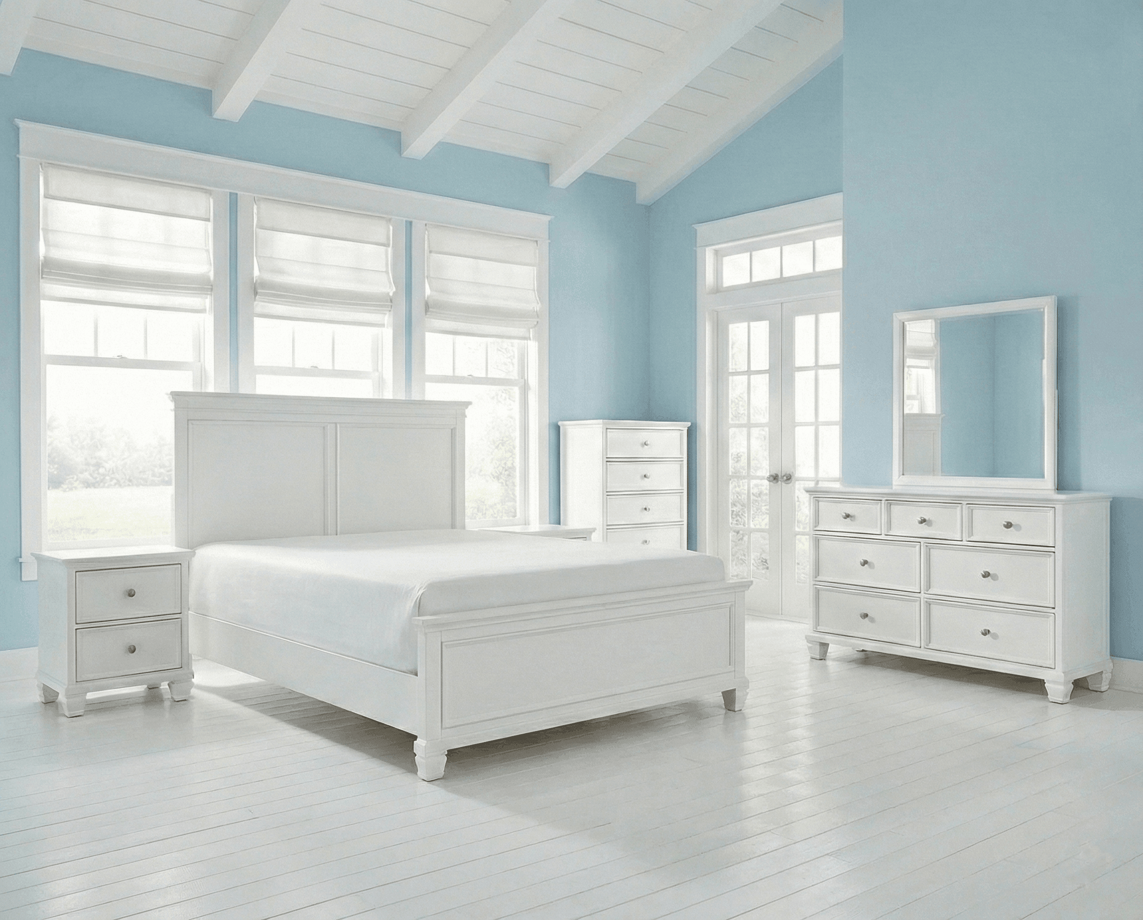 Fortman Queen Panel Bed with Mirrored Dresser Ashley® Bedroom