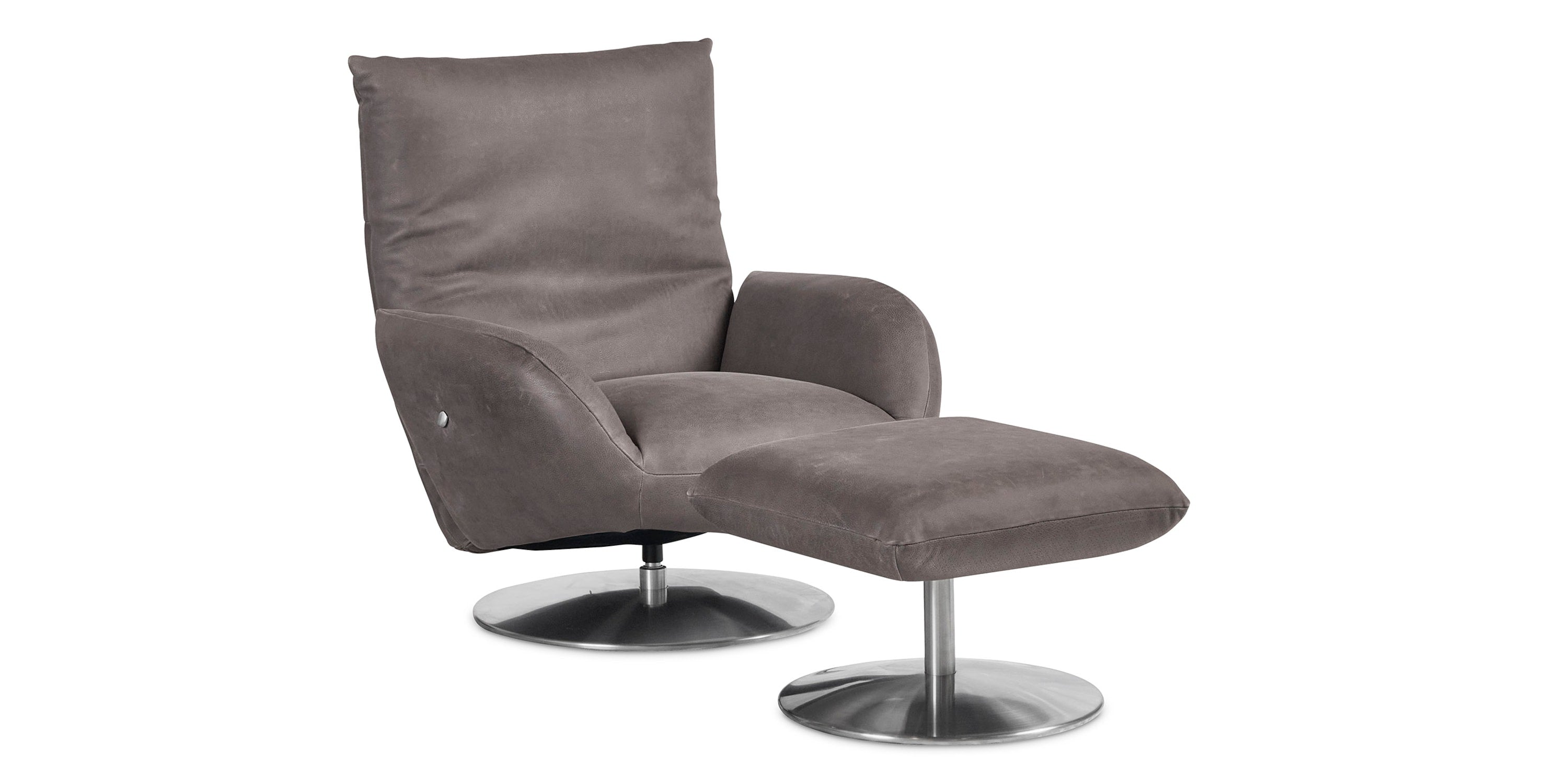 Ranlo Leather Swivel Arm Chair Bassett