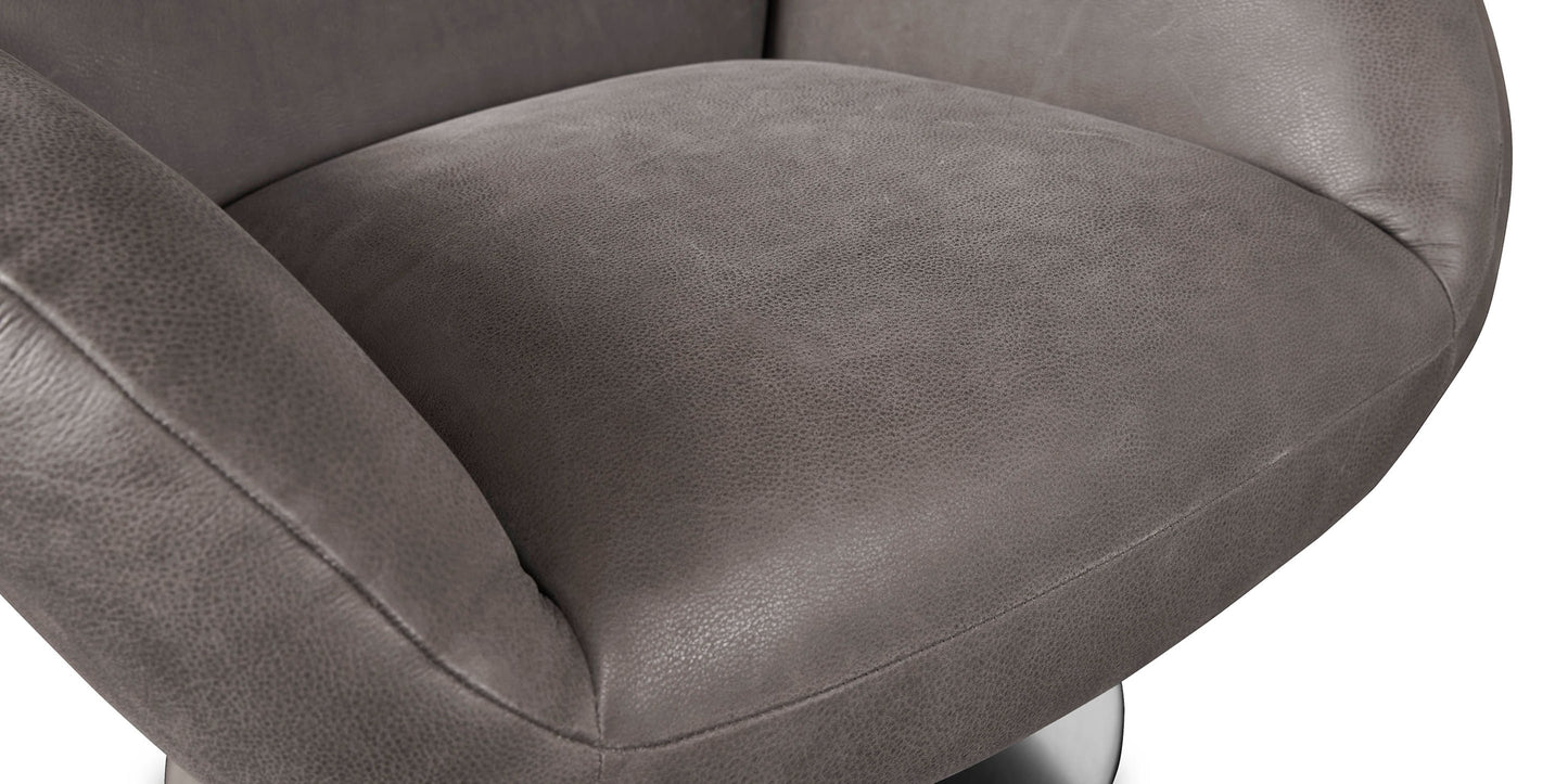 Ranlo Leather Swivel Arm Chair Bassett
