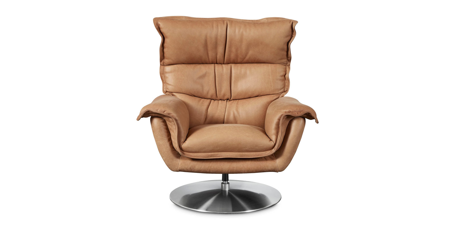 Dunn Leather Swivel Arm Chair Bassett