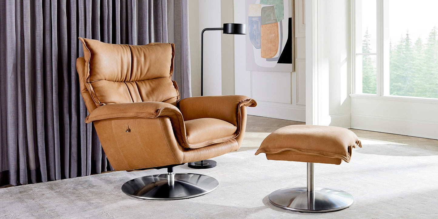 Dunn Leather Swivel Arm Chair Bassett