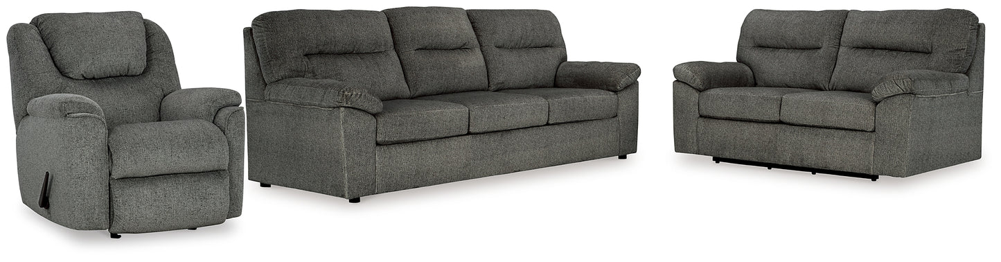 Bindura Sofa, Glider Loveseat and Recliner