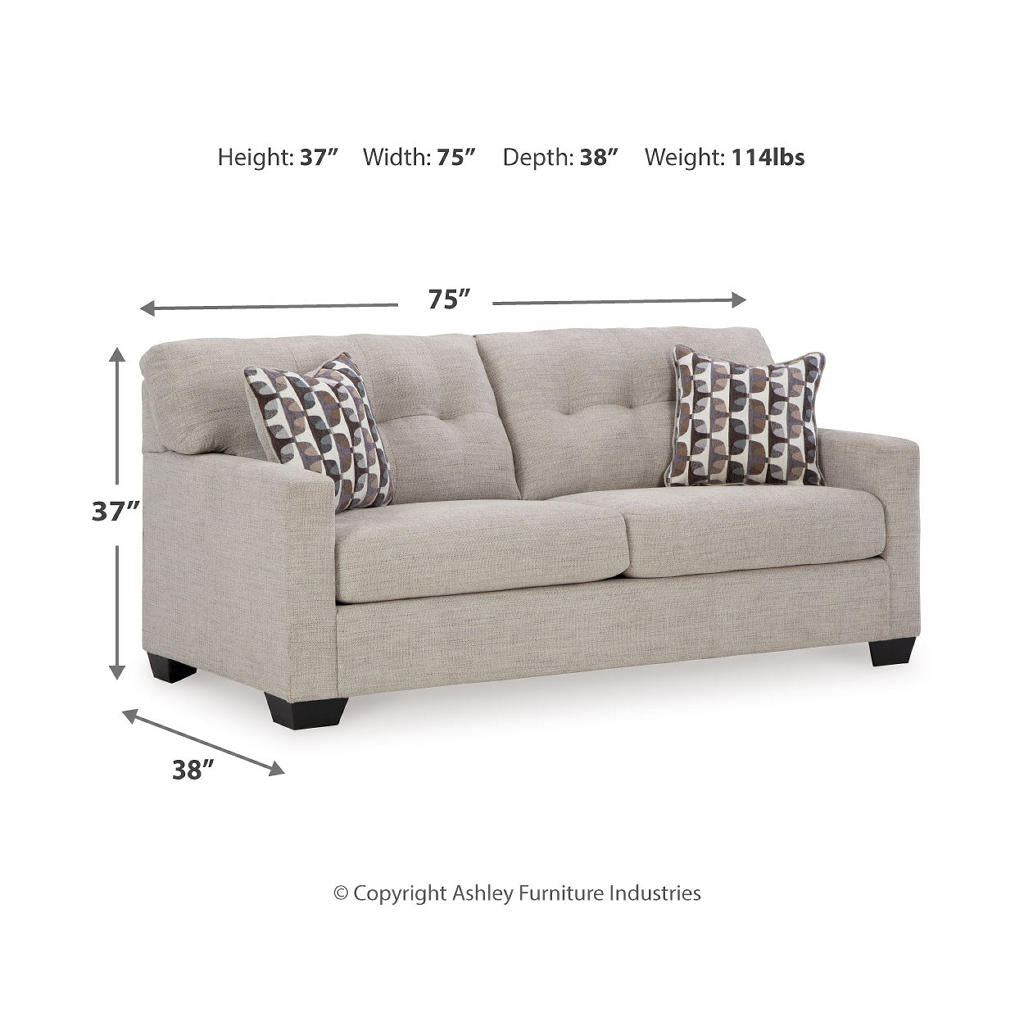 Mahoney Sofa — Pebble Greige, Trim 75-Inch Three-Seater Signature Design by Ashley® Living Room