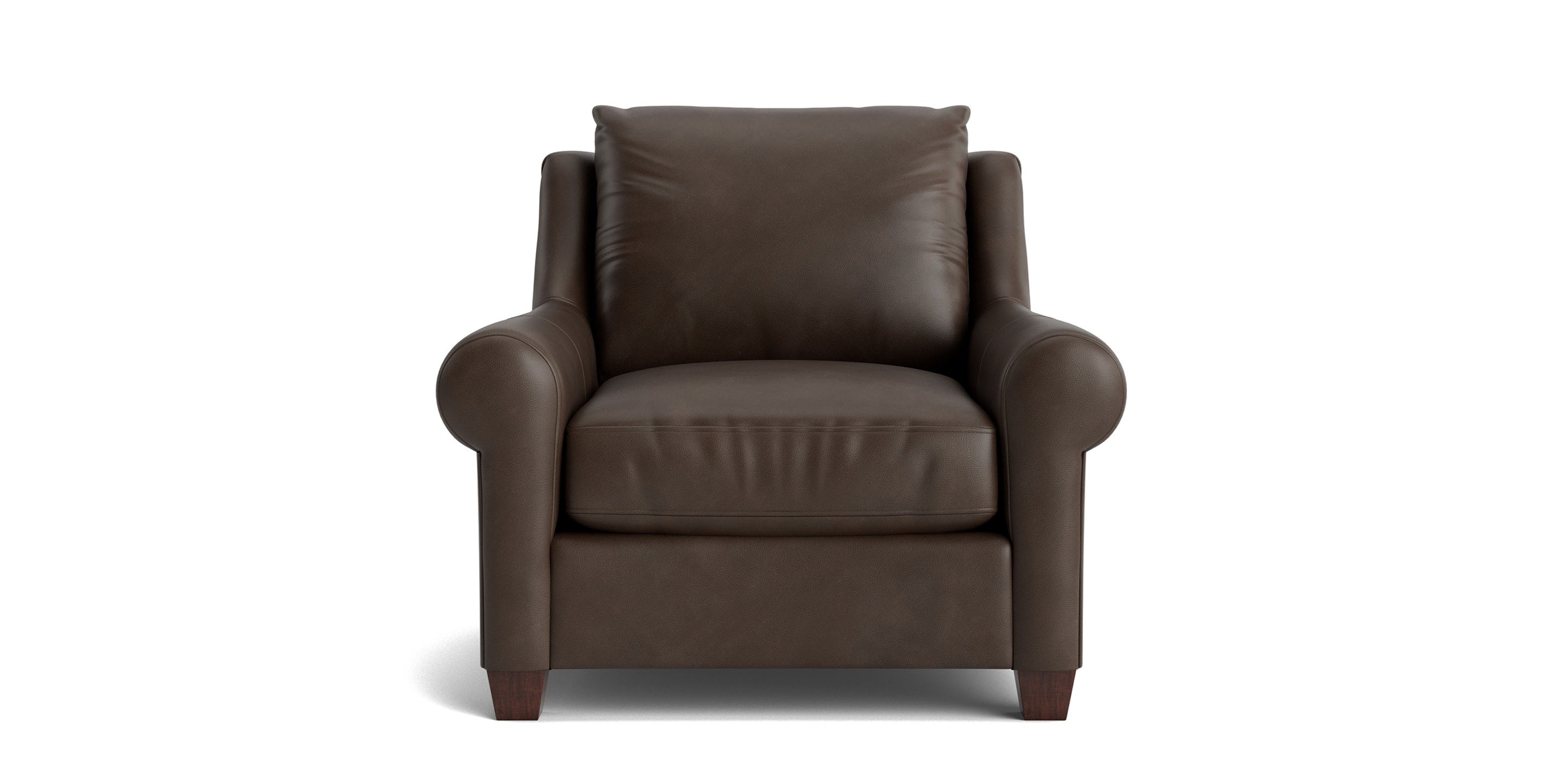 Ellery Leather Roll Arm Chair Bassett