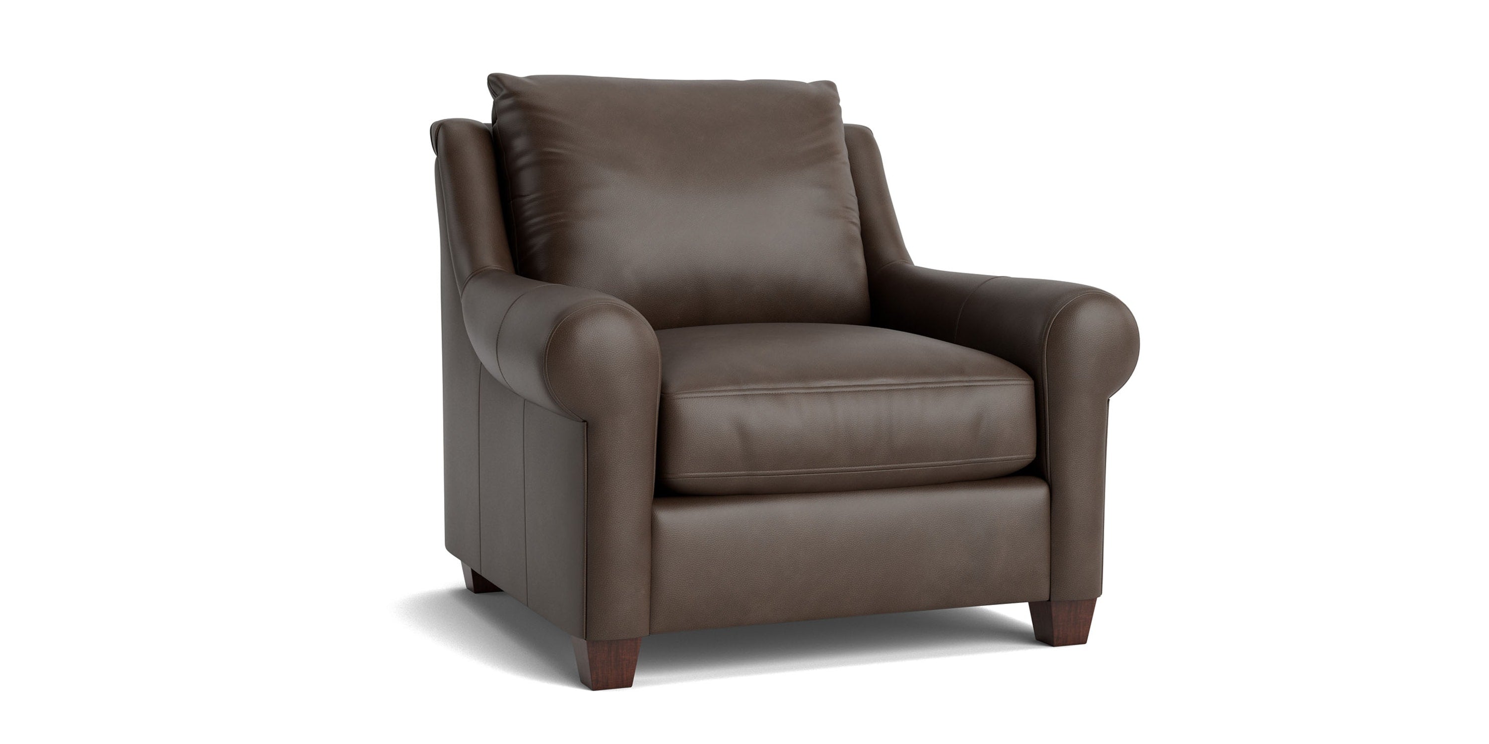 Ellery Leather Roll Arm Chair Bassett