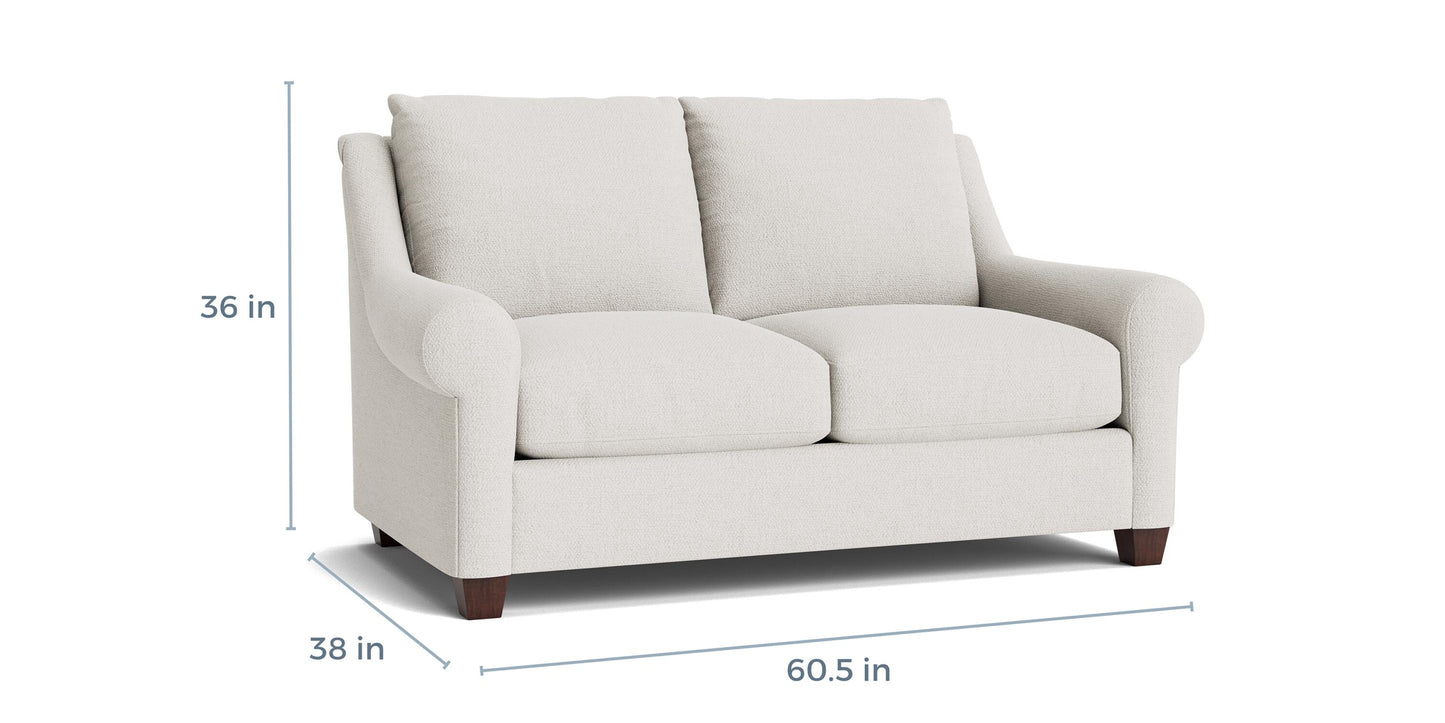 Ellery Roll Arm Loveseat Bassett