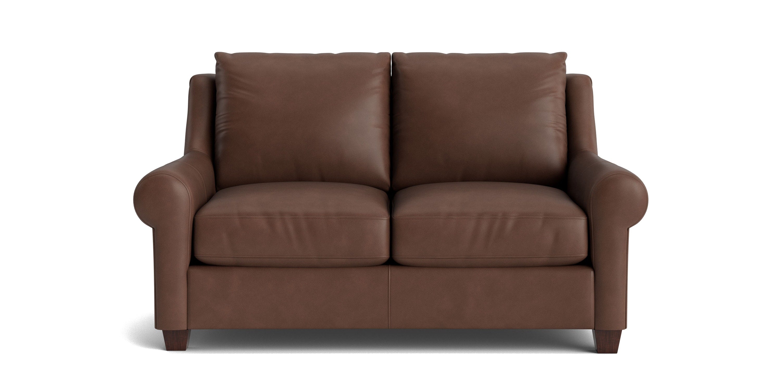 Ellery Leather Roll Arm Loveseat Bassett