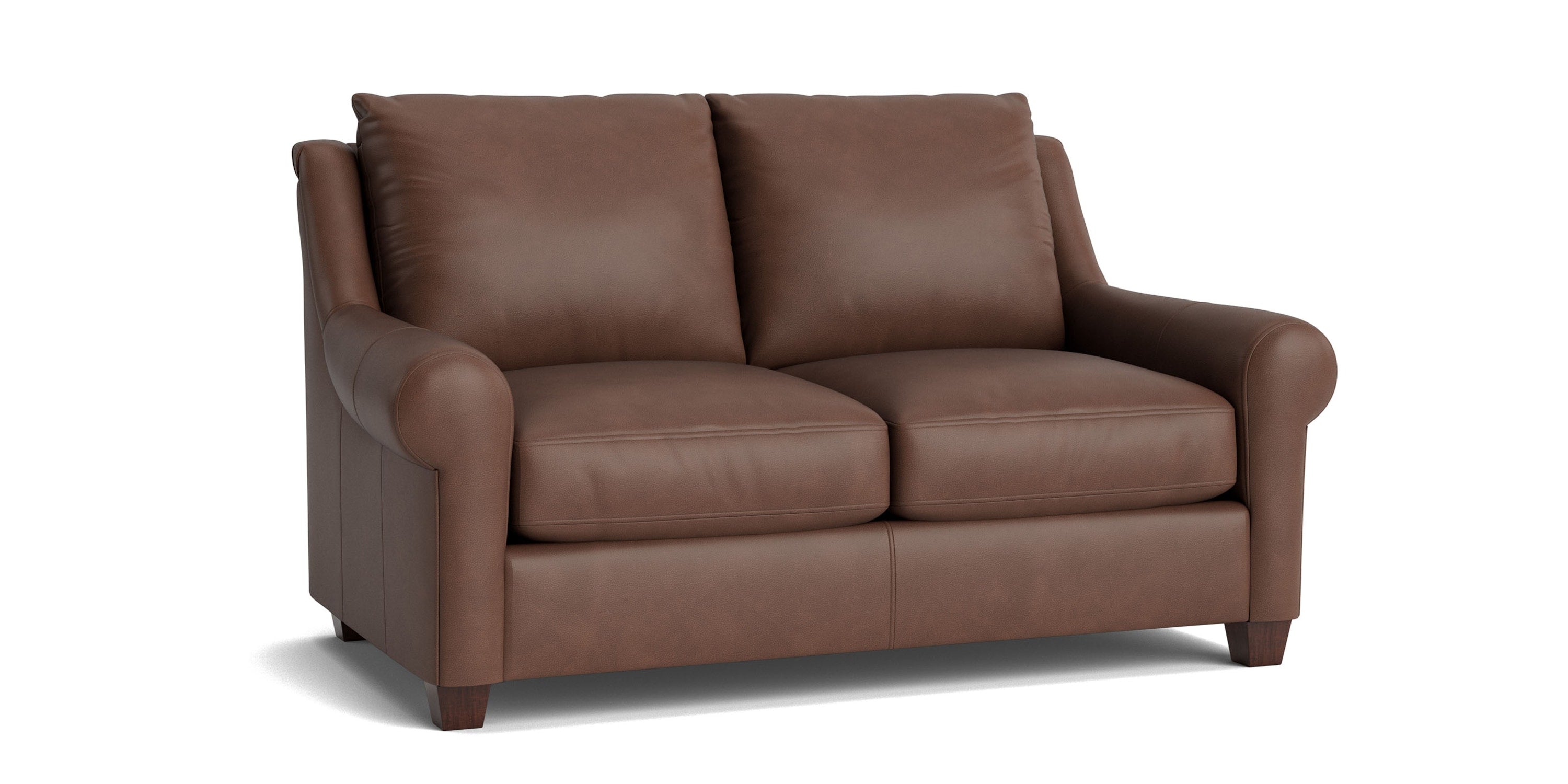 Ellery Leather Roll Arm Loveseat Bassett
