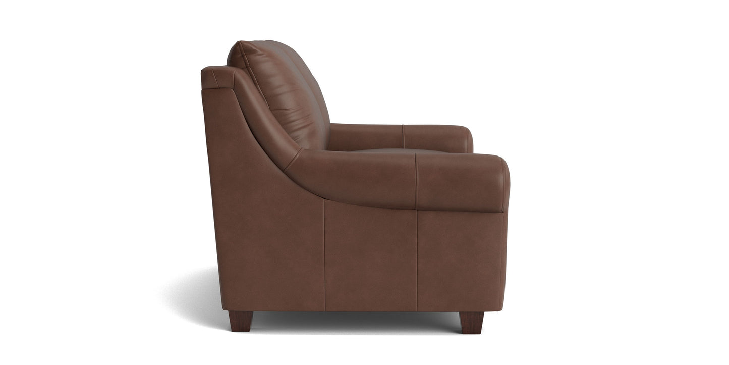 Ellery Leather Roll Arm Loveseat Bassett