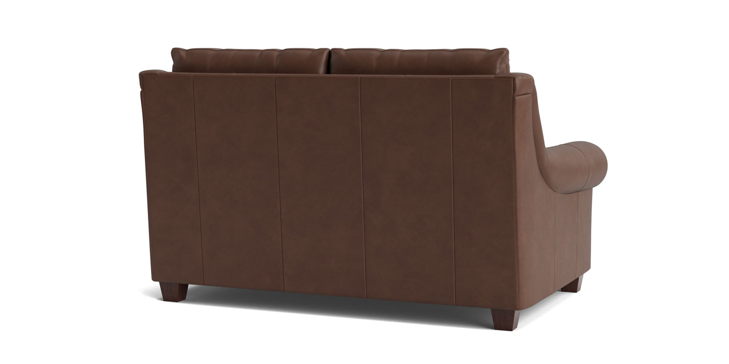 Ellery Leather Roll Arm Loveseat Bassett