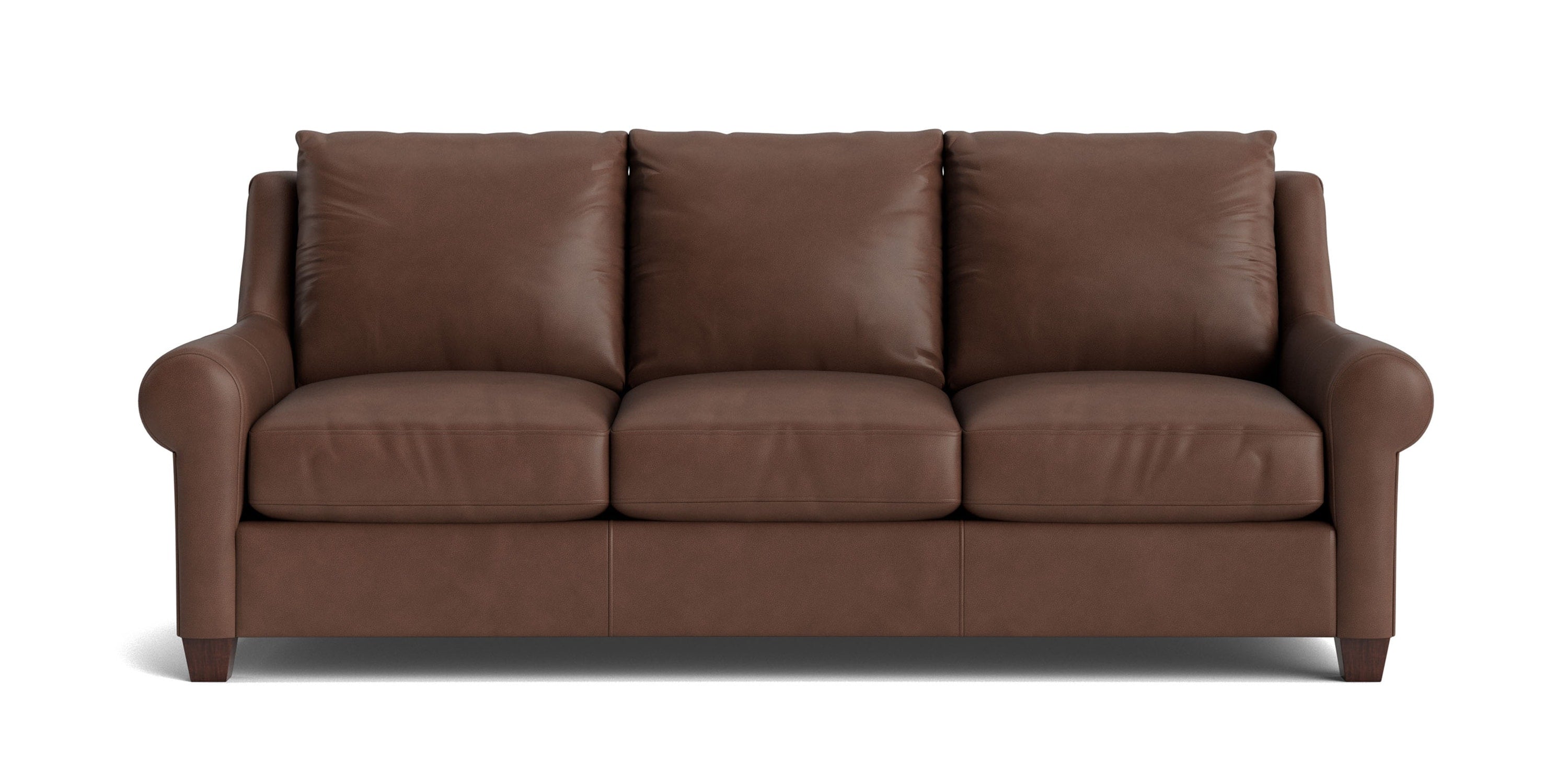 Ellery Leather Roll Arm Sofa Bassett