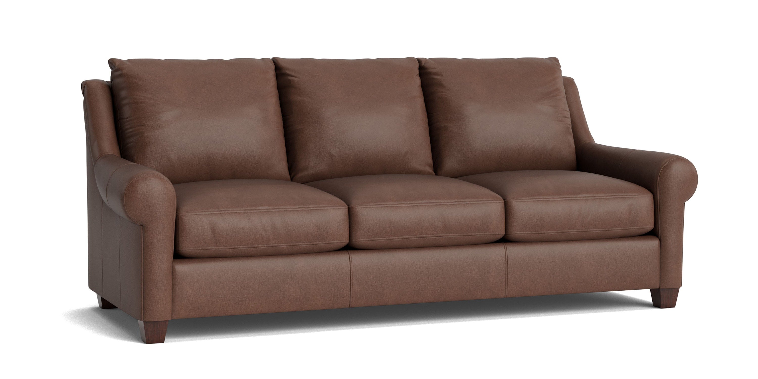 Ellery Leather Roll Arm Sofa Bassett