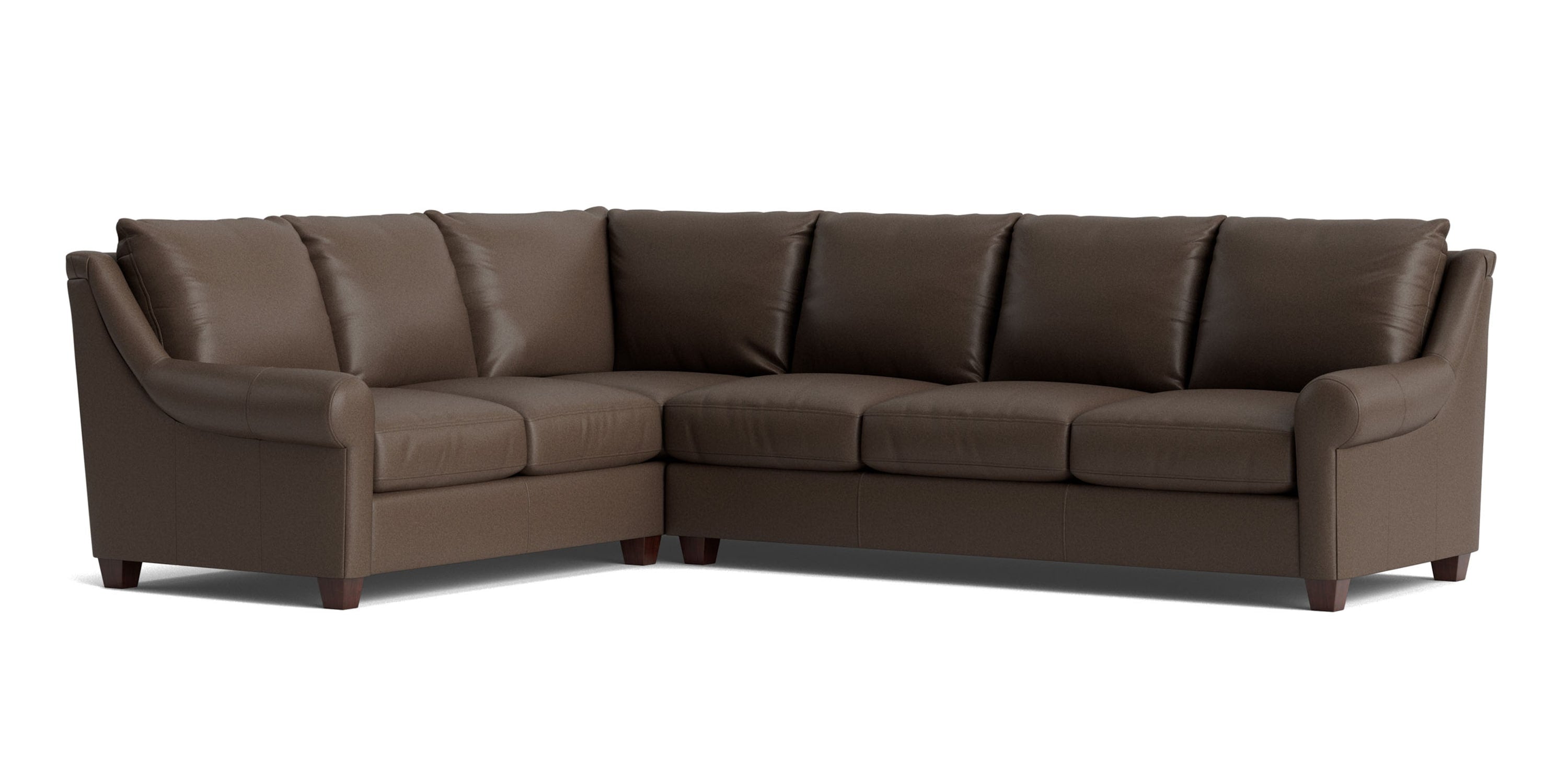 Ellery Leather Roll Arm L-Shaped Sectional Bassett