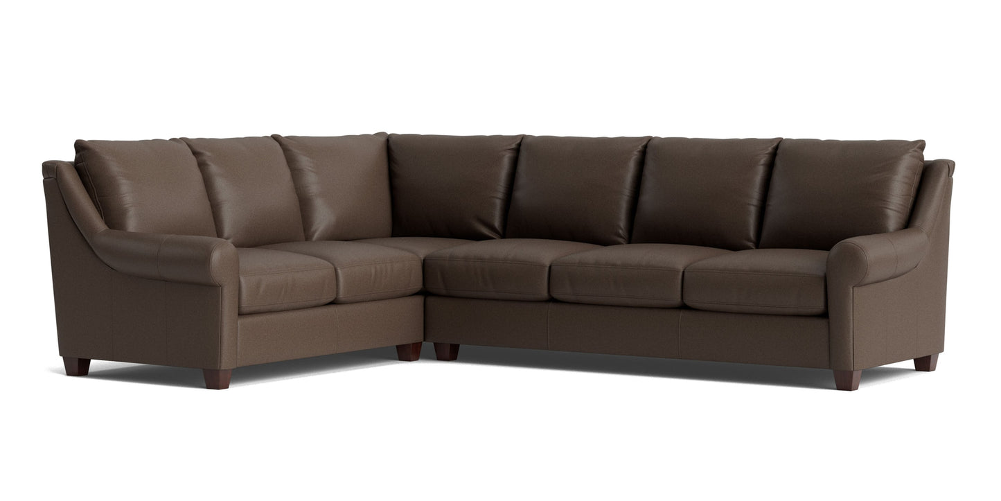Ellery Leather Roll Arm L-Shaped Sectional Bassett