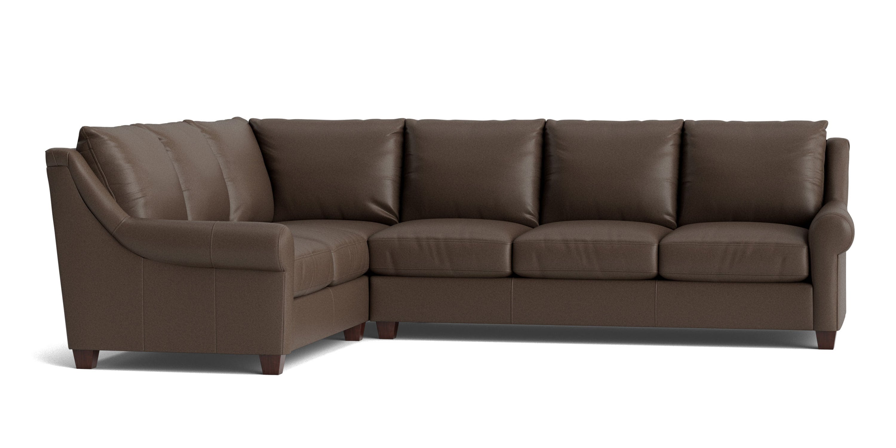 Ellery Leather Roll Arm L-Shaped Sectional Bassett