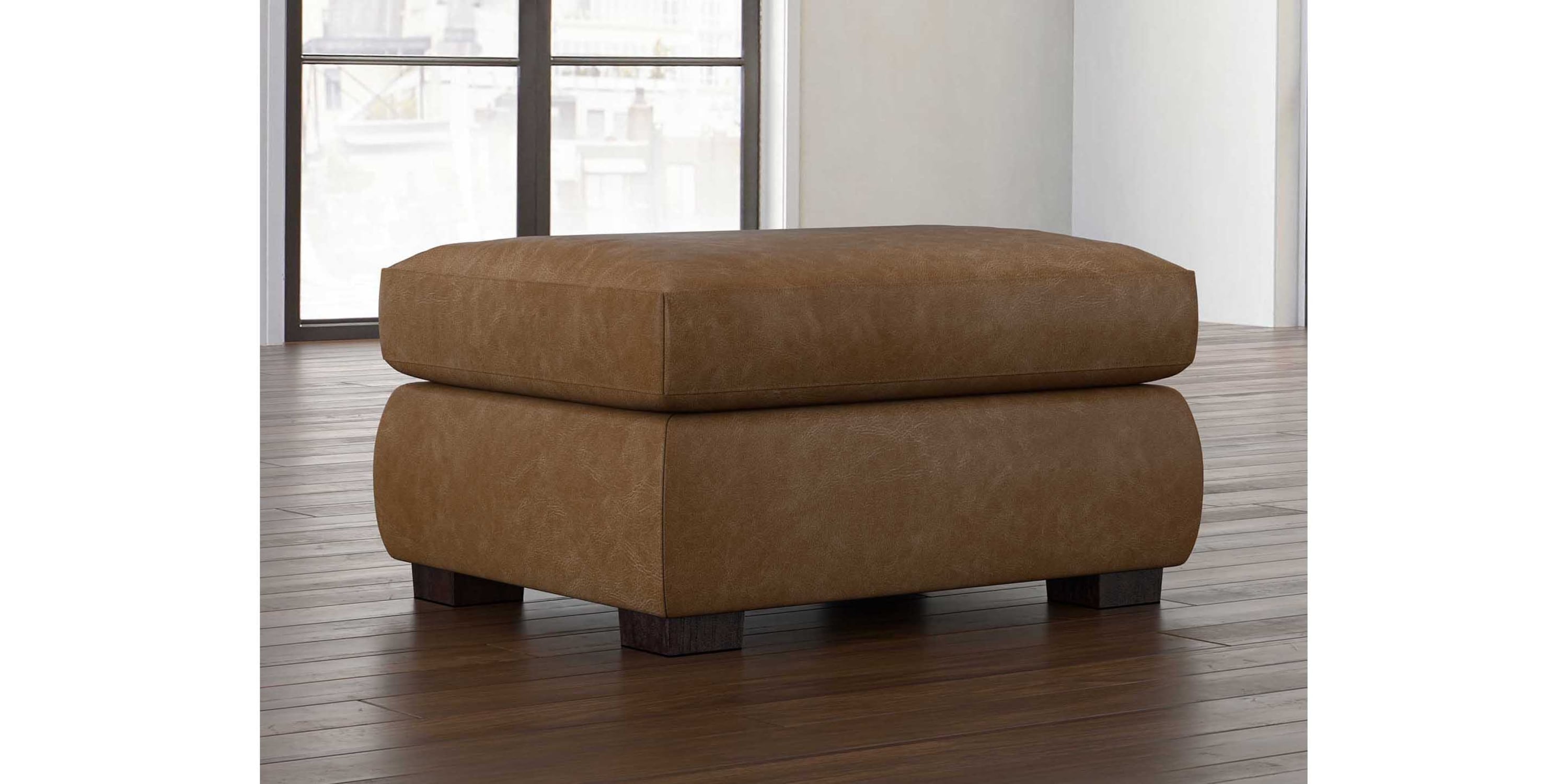 Jamestown Leather Ottoman Bassett