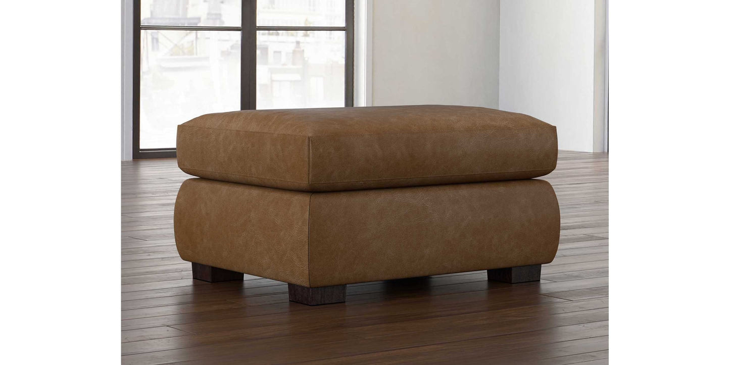 Jamestown Leather Ottoman Bassett